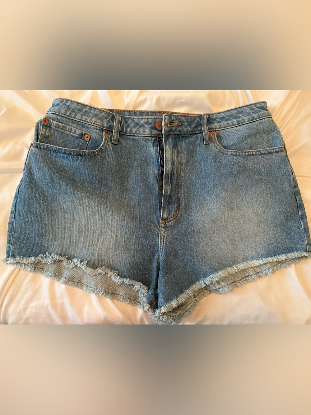 PINK Victoria's Secret Light Blue Frayed Hem Denim Shorts